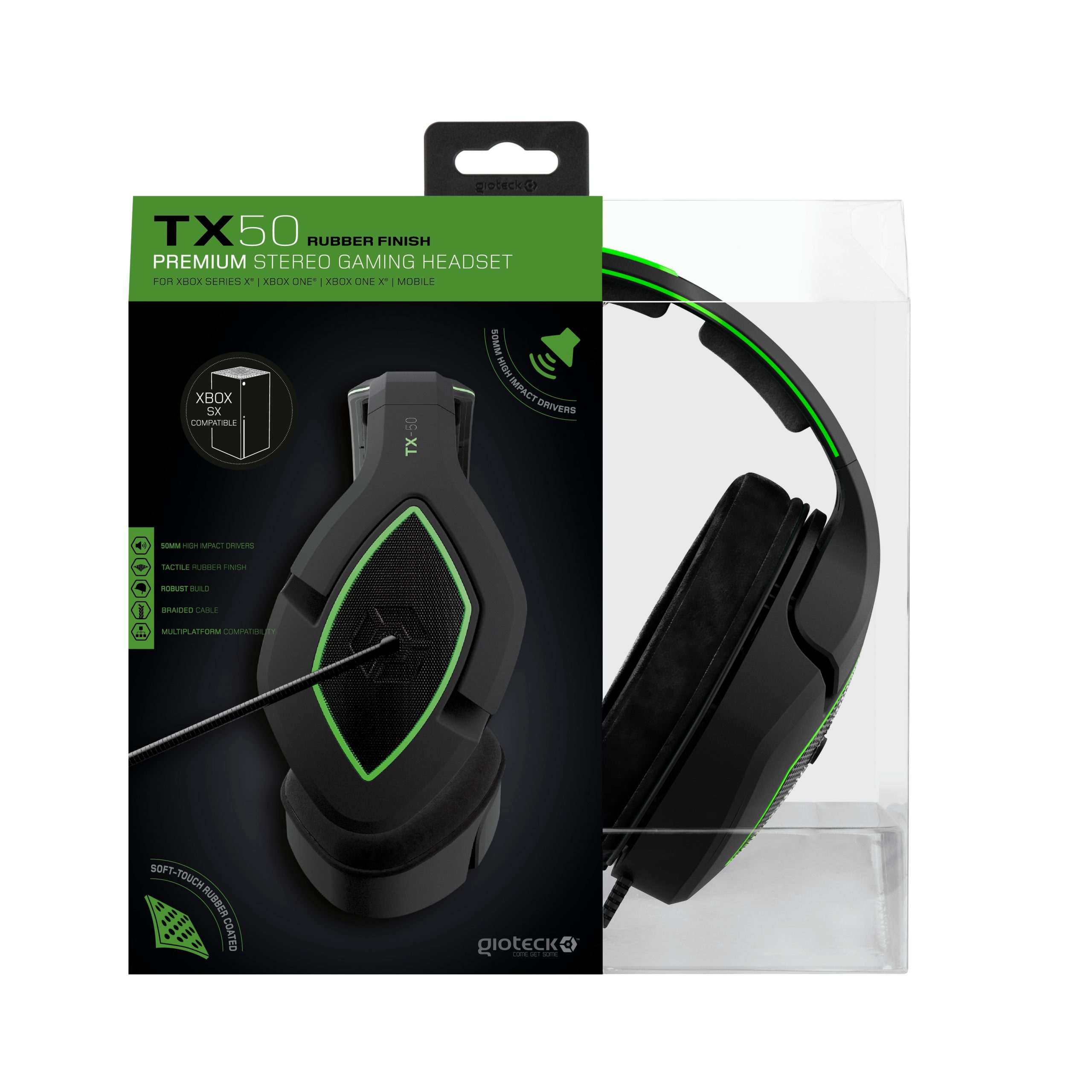 Gioteck TX50 Premium Stereo Gaming Headset (Black/Green)