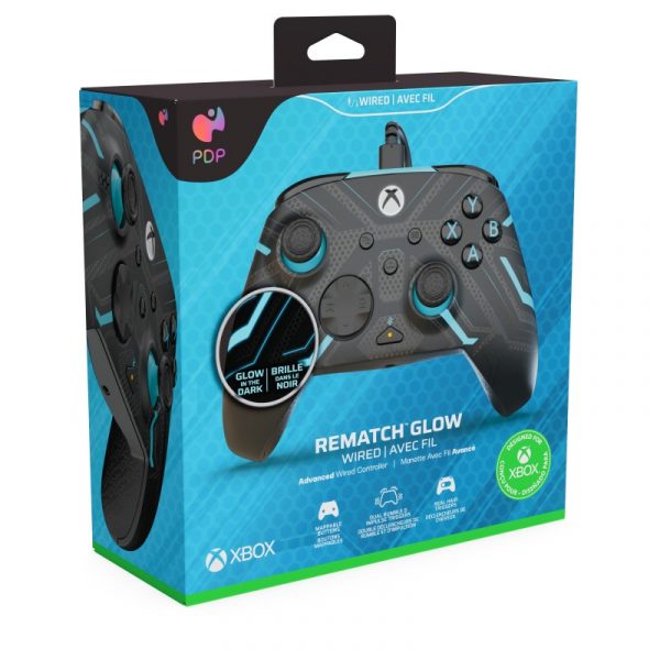 PDP Rematch GLOW Wired Controller - TITAN STEEL (Xbox One/Series X/PC)
