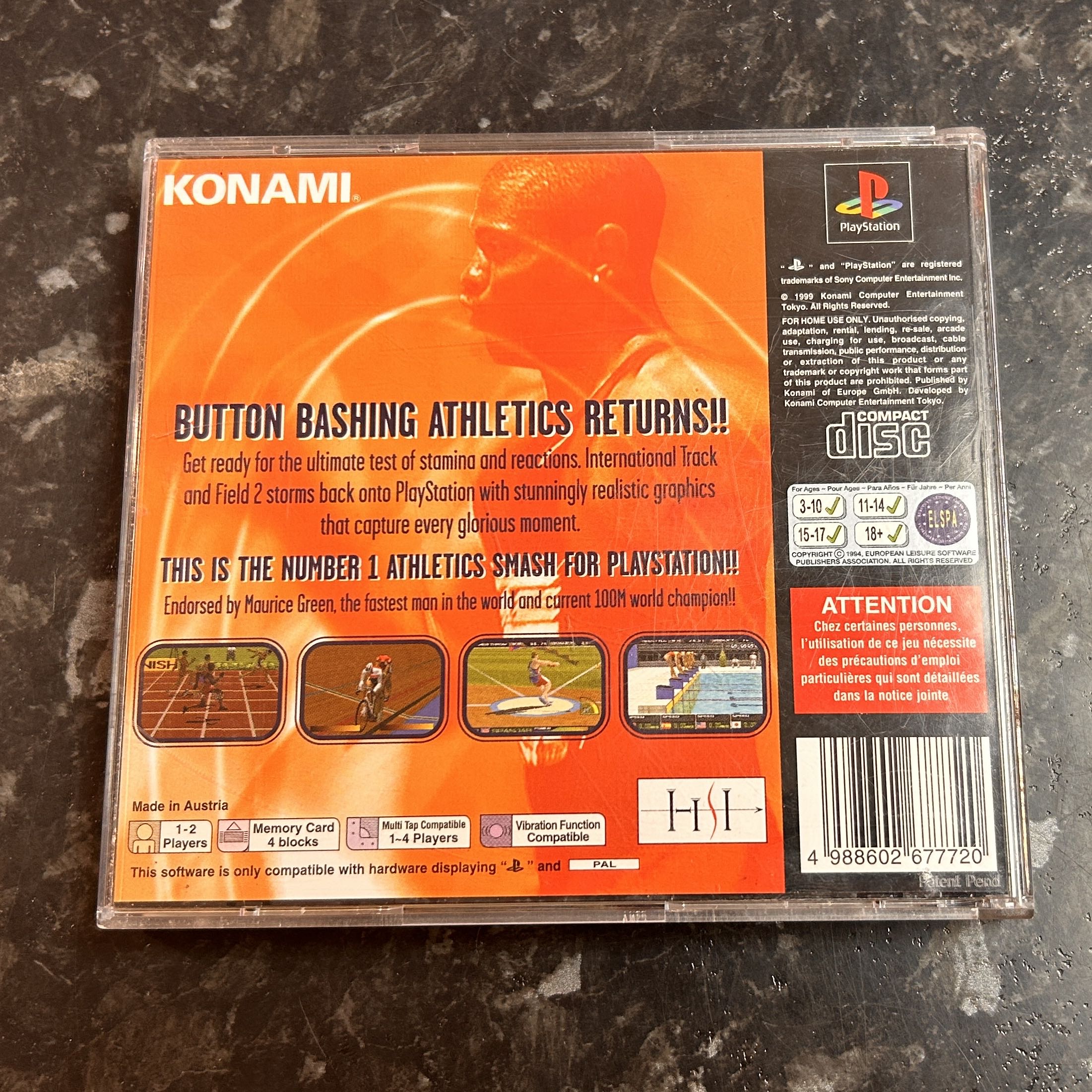 International Track & Field 2 käytetty (PS1) Black Label CIB - Image 3