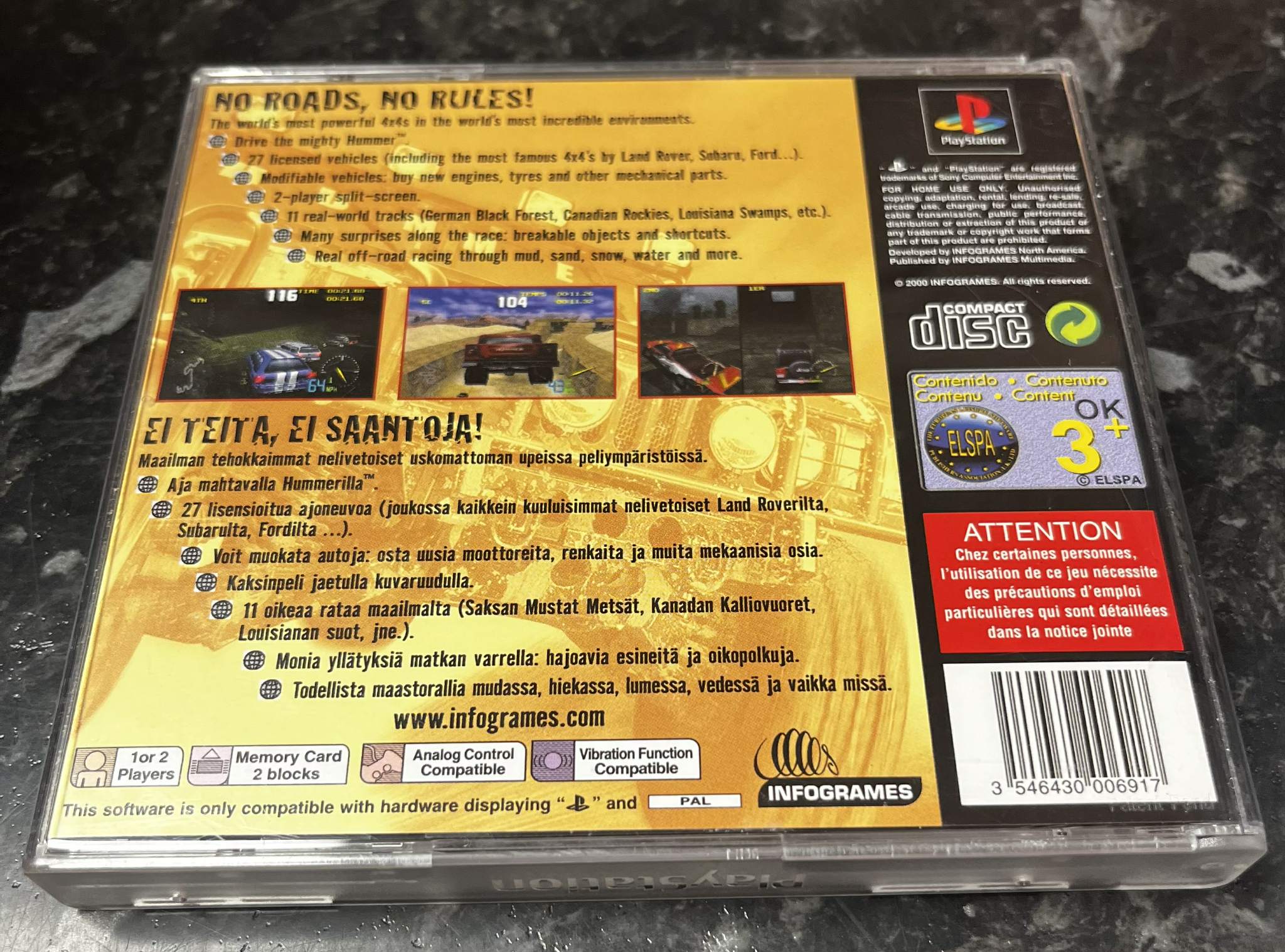 4X4 World Trophy käytetty (PS1) Black Label CIB - Image 3