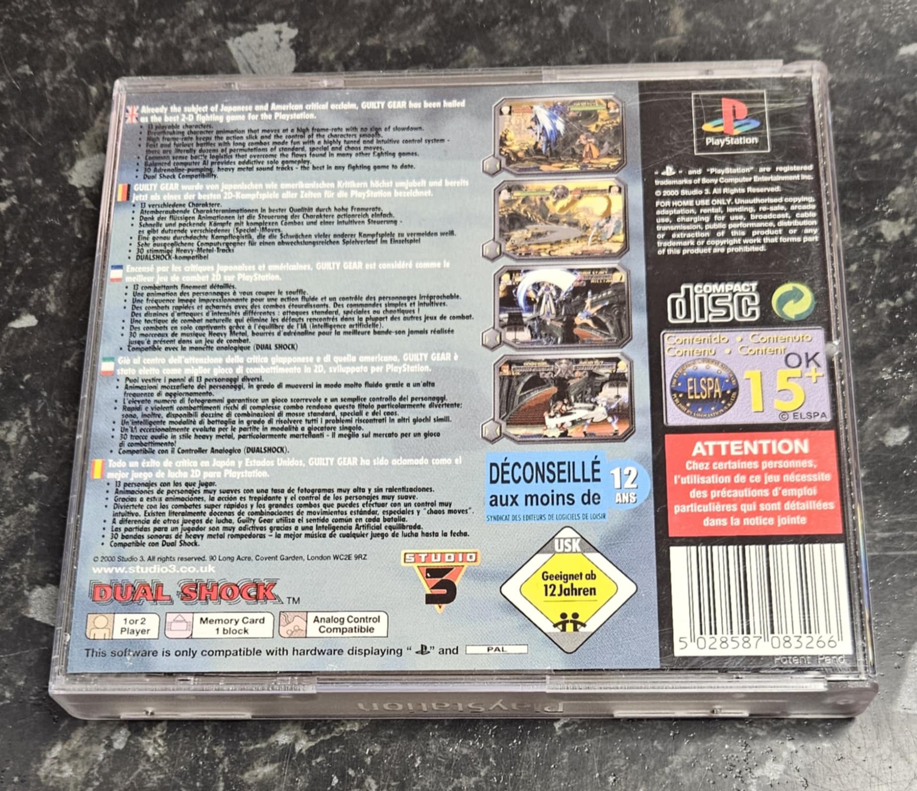 Guilty Gear käytetty (PS1) Black Label CIB - Image 2