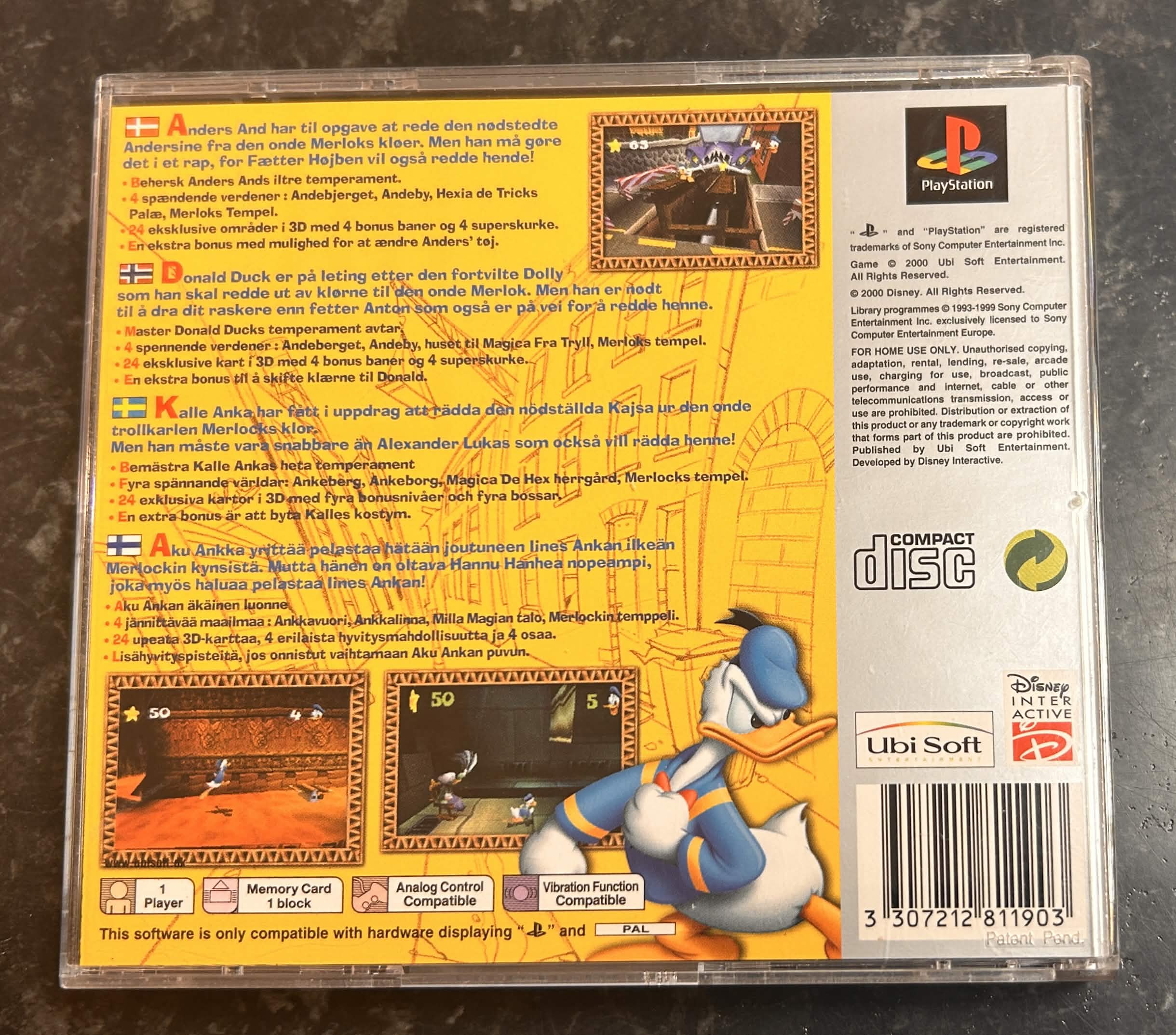 Disney's Donald Duck Quack Attack käytetty (PS1) Platinum CIB - Image 2