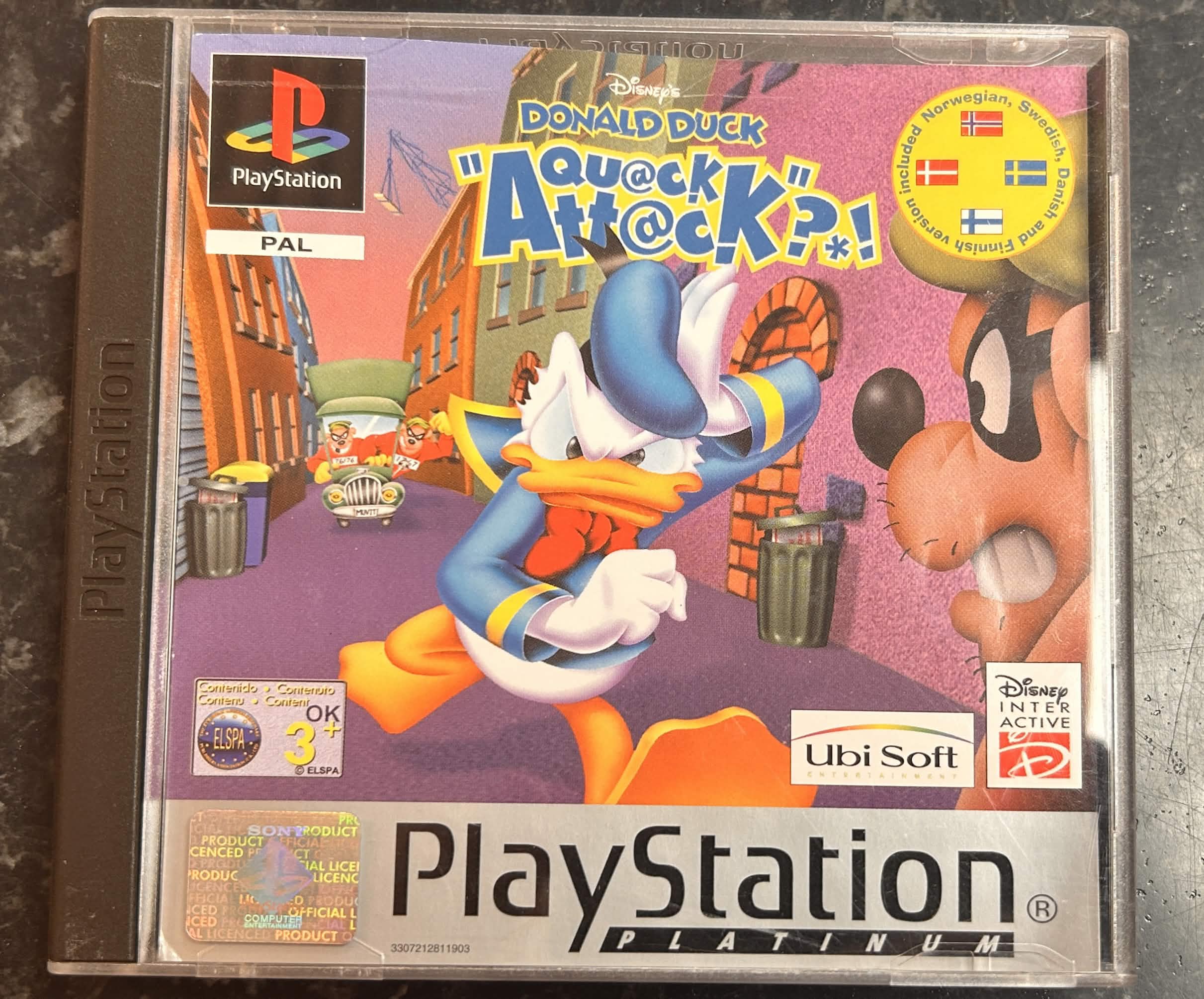 Disney's Donald Duck Quack Attack käytetty (PS1) Platinum CIB