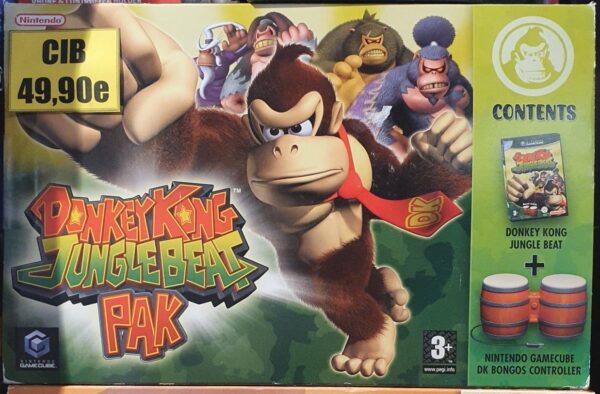 Donkey Kong Jungle Beat + Bongorummut käytetty (GC) CIB