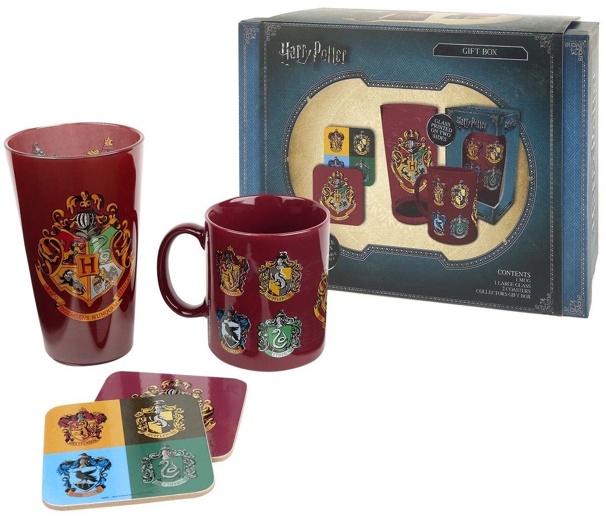 Official Harry Potter Gift Set - Mug/Pint Glass/2 x Coasters/Gift Box